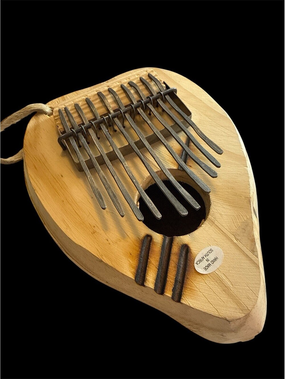 South Africa Kalimba Mbira Thumb Piano 11 Key Calabash Gourd 7.5" Tags